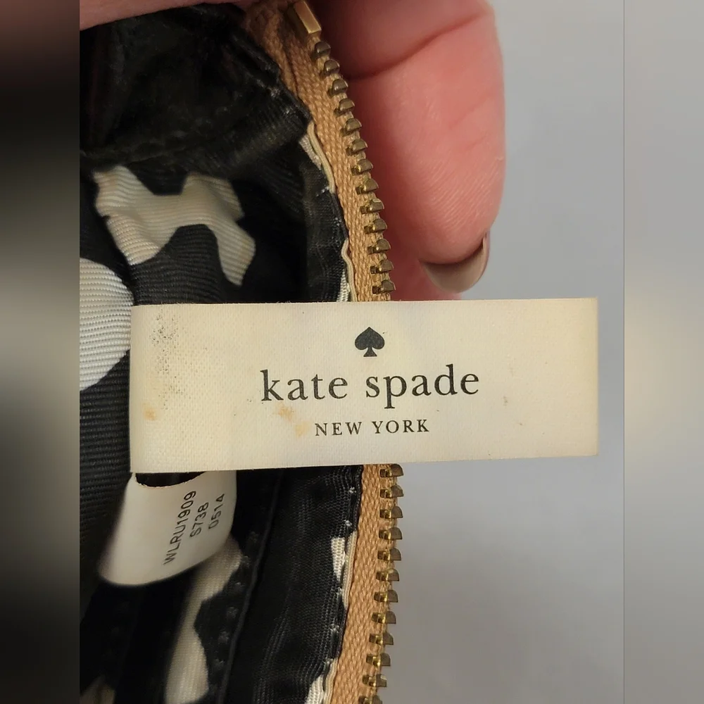 Kate Spade Cow Leather Tan and Black Wristlet